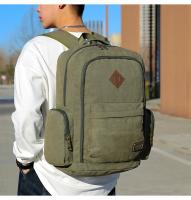 Mochila de lona de moda para hombre, bolso escolar informal Retro, Asa superior y gran capacidad, mochila d - details 7