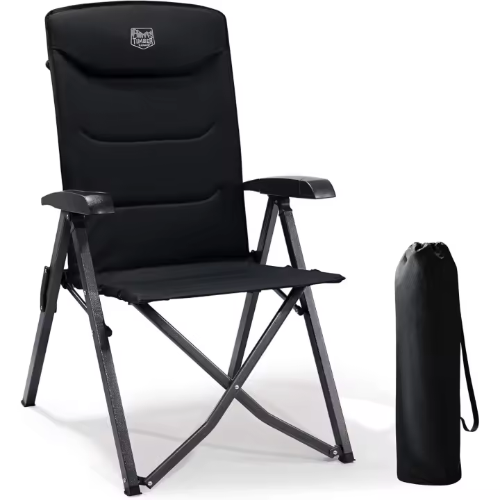 Silla de Camping Adulto 150kg Silla de Jardín Plegable Portátil de Alta Resistencia Respaldo Alto Silla Reclinable de 4 Posiciones para Campamento Picnic Jardín Caravana - 1