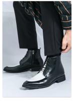 2023 nuevos zapatos de cuero antideslizantes con cordones altos de negocios a la moda para hombres - details 10
