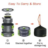 Utensilios de cocina para acampar, Villa de Vie, juego de picnic al aire libre, 2-3 teteras antiadherentes Peaple, varios juegos - details 12