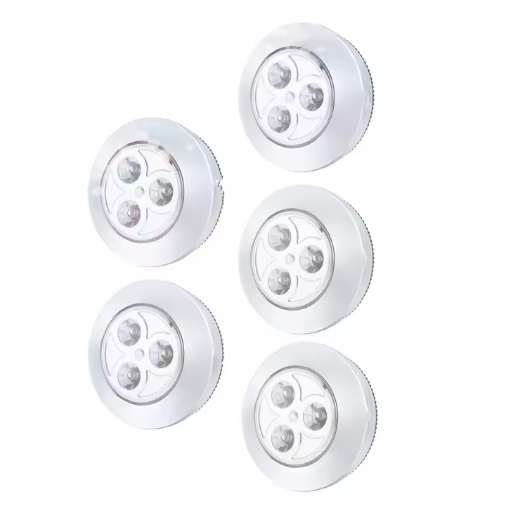 Paquete de 5 luces LED inalámbricas con batería para grifo nocturno, lámpara de presión, luces seguras para pasillo, cocina, dormitorio, armarios de baño - 1