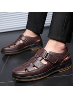 Sandalias de piel de vaca huecas de verano, sandalias ligeras transpirables para hombre, sandalias para exteriores, zapatos de playa cómodos informales de viaje para hombre de gran tamaño - details 1