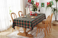Mantel de Mesa de Cuadros de Navidad Tejido de Poliéster y Algodón en Rojo y Verde para Hogar y Fiestas - details 8