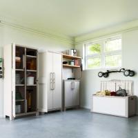 Armario Gulliver Bajo Almacenamiento Interior y Exterior Resina Impermeable con 2 Puertas y 2 Baldas Ajustables en Altura Color Beige/Arena 80 x 44 x 100 cm - details 8