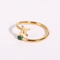 Anillo de Zodiaco Ajustable Miravia Anillo de Constelación con Circonio y Piedra Natal, Regalo Astrológico para Mujer/Hombre, Acero Titanio, 12 Signos del Horóscopo, Anillo Abierto de Moda - details 3