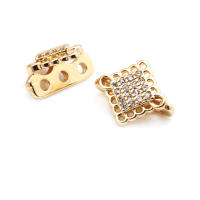 10 Uds. De latón y circonita de Color dorado de 18K, 3 agujeros, pulseras con conexión de flores, collares, cuentas espaciadoras, fabricación de joyas Diy de alta calidad - details 24