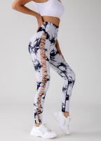 Leggings deportivos de tie dye con abertura escalonada lado inconsútil - details 28