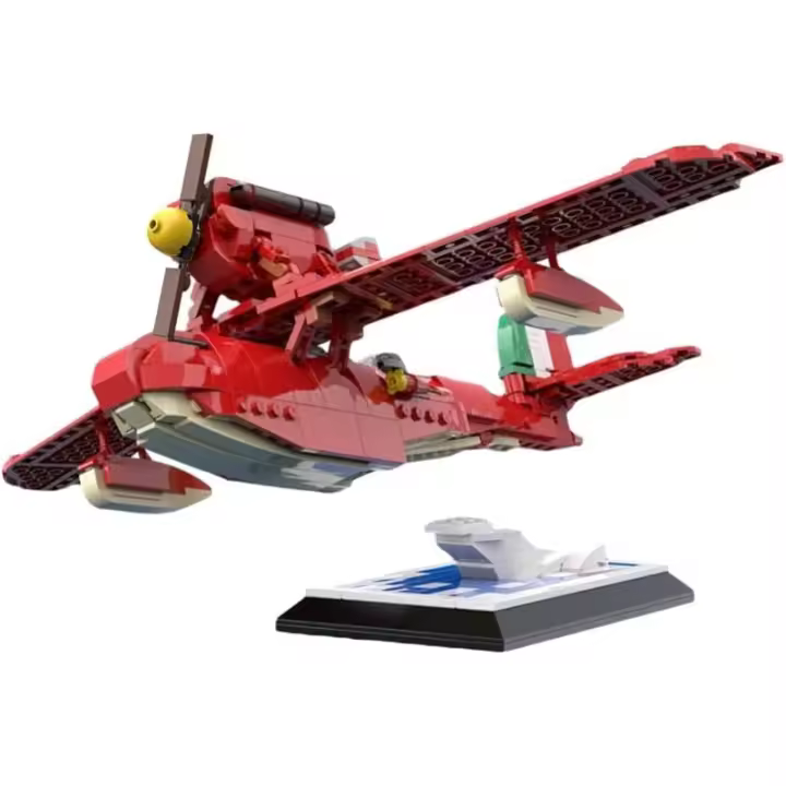 WiMiU Bloque de Construcción de Avión de Mar Modelo de Barco Volador de Cerdo Rojo Savoia S‧21 - 1