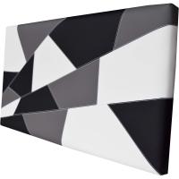 Cabecero de cama tapizado en polipiel Mod. Brooklyn 1, para cama de niño, juvenil y matrimonio (Blanco-Negro-Gris, 140x70) - details 3