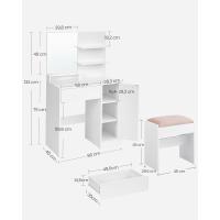 Tocador con Espejo, 2 Estantes Regulables Detrás de la Puerta y 1 Cajón, Blanco Nube - details 11