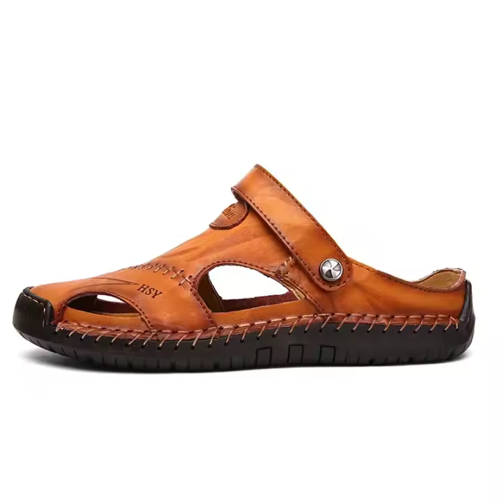 Sandalias de verano para hombre, zapatos informales de cuero genuino para hombre, sandalias de cuero para exteriores para hombre, zapatos de playa, zapatos romanos para hombre - 1
