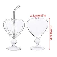 Copa de Vino en Forma de Corazón con Paja Ideal para Té, Cerveza, Jugo, Leche, Café Barra en Casa - details 0