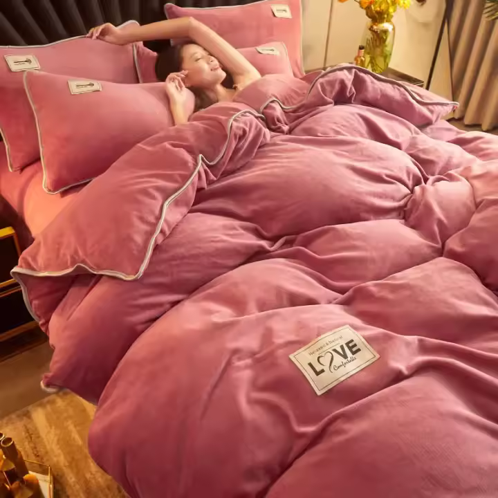 Cubierta de Edredón de Terciopelo de Invierno Suave y Cálido para Dormitorio Doble con Diseño de Pelo Tamaño 150 220x240 para Cama de Pareja - 1