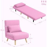 Sofá Cama Individual Sillón Cama Plegable Tapizado en Lino con Respaldo Ajustable en 5 Posiciones y Almohada Sofá Cama Pequeño para Salón 72x75x85 cm - details 2
