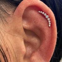 Pendientes de titanio G23 con rosca interna, superficie CZ de 9 pines, pendientes de cartílago tragus, pendientes de labio, joyería de perforación en espiral - details 1