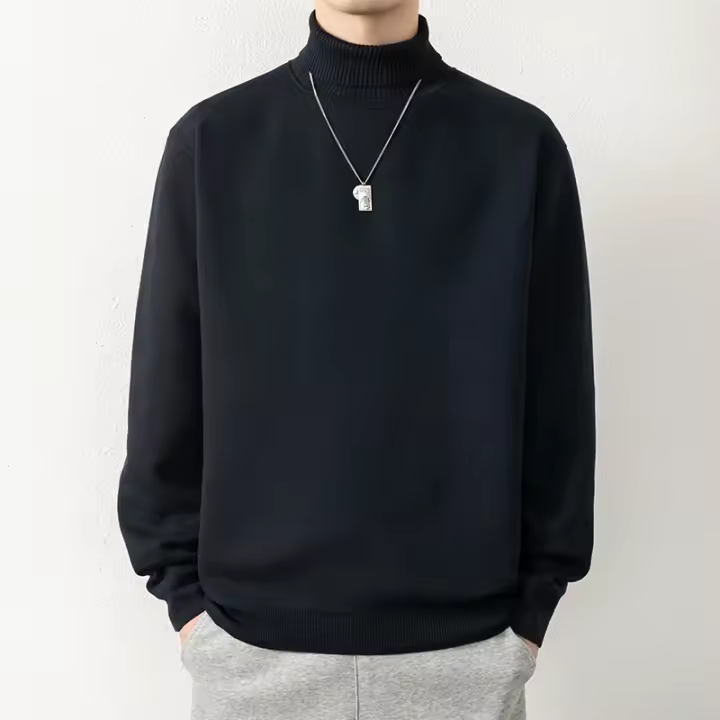 Suéter de invierno para hombre Camisa inferior de punto sólido Claic cálida y gruesa - 1
