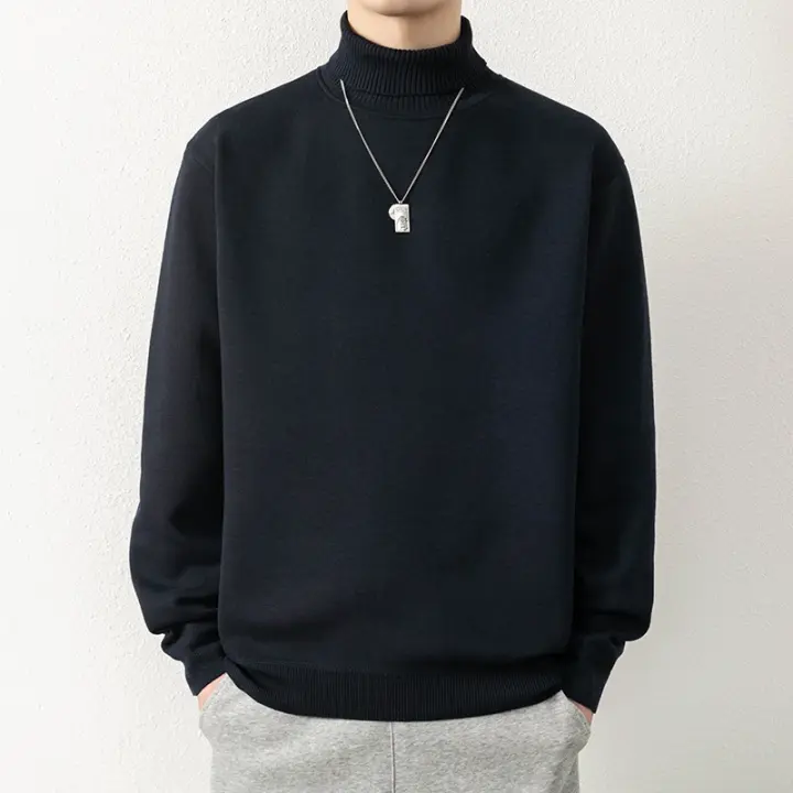 Suéter de invierno para hombre Camisa inferior de punto sólido Claic cálida y gruesa - 1