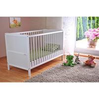 Cuna para bebé con colchón de espuma de aloe vera, rieles con protección dental, altura regulable, color blanco, cama infantil - details 1