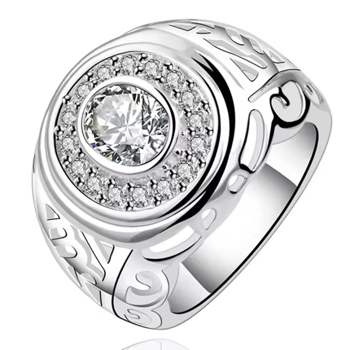 Anillo de Plata de Ley 925 con circonita elíptica para hombre y mujer, joyería Retro a la moda - 1