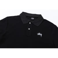 Polo de corte recto y holgado de marca de moda americana, tejido de doble brillo de puro algodón con logotipo bordado clásico, camisa de manga corta sin cuello para hombre, nueva camiseta informal de estilo veraniego para parejas - details 6