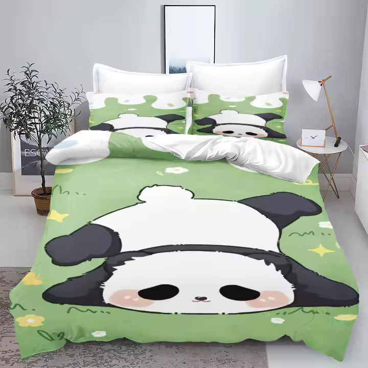 Juego de Fundas de Edredón Panda 3D Cubierta de Cama para Niños 100% Poliéster Decoración del Hogar - 1