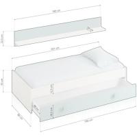 Cama Nido Juvenil 2 Camas + Estante Blanco Alpes y Verde Acua Medidas 200 cm x 98 cm x 43 cm - details 2