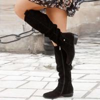 Botas hasta la rodilla de piel auténtica para mujer con cierre antideslizante y diseño formal de tacón alto con suela gruesa - details 23