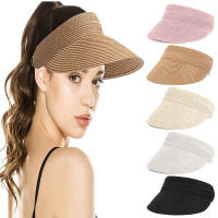 Sombrero de visera de playa ajustable para mujer, gorra plegable de paja, ala ancha, protección UV - details 2