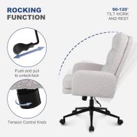 Silla Oficina de Respaldo Alto, Cómoda Silla Tocador con Altura Ajustable, Sillas Ordenador para Hogar y Dormitorio, Crema - details 3