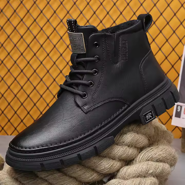 Nuevas botas de trabajo, botas de cuero de moda de caña alta para hombres de estilo británico americano retro - 1