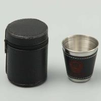 Villa para acampar al aire libre, juego de tazas VIE, suministros para picnic, copas de vino y cerveza de acero inoxidable, cuero PU, 30/70 ml, 4 piezas. - details 8