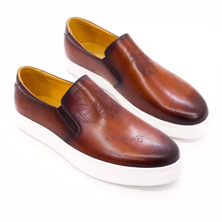 Zapatos planos cómodos de cuero para hombre, mocasines, zapatos de hombre de un pedal - 1