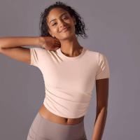 Camisetas deportivas de manga corta para mujer, camisetas deportivas de color sólido para entrenamiento, gimnasio, correr, ropa deportiva - details 2