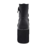 Dropshipping Logo estilo gótico Punk zapatos altos gruesos tacones grandes negros botines de mujer - details 9