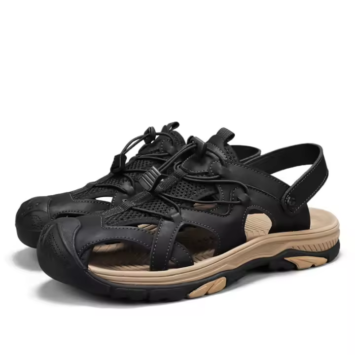 Zapatos de playa primavera-verano 2025 nuevos zapatos de cuero para hombre resistentes al desgaste y duraderos sandalias de punta cerrada sandalias para exteriores - 1