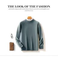 Otoño/Invierno nuevo jersey de lana suéter camisa de cachemira camisa de parte inferior de punto suelta de manga larga con cuello semialto para hombre - details 26
