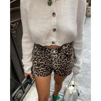 Pantalones cortos Retro con estampado de leopardo para mujer, ropa de calle con botones y cremalleras caídas, moda Y2k, verano - details 3