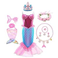AmyStylish Niñas Princesa Sirena Ariel Cosplay Halloween Fiesta de Cumpleaños Verano Playa Vacaciones Vestido - details 50