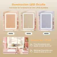 Mesa de Maquillaje LED Regulable Vanity con 2 Cajones y 4 Estantes Estante Inferior - details 19