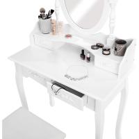 tocador de Maquillaje, Estilo Vintage, Espejo Giratorio, Taburete Acolchado, 4 cajones, Elegante, Muebles Dormitorio, tocador con Espejo, Espejo Maquillaje, tocadores de Maquillaje - details 6