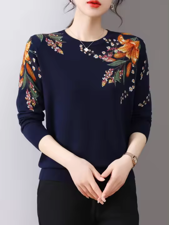 Suéter de punto Rou Ne para mujer de moda coreana - 1
