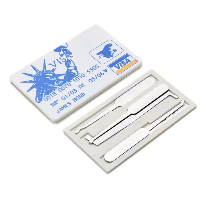 KAK 5 piezas Juego de ganzúas para tarjetas de crédito Herramientas de cerrajería Llave de tensión Ganchos extractores de llaves rotas de acero inoxidable Juego de herramientas portátil - 1