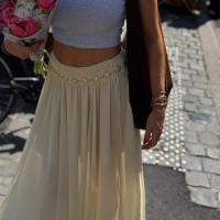 BUNO-nueva moda cordón lateral de cintura alta elegante falda amarilla mujeres vacaciones verano suelta gasa Midi faldas mujer - details 16