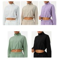 Chaqueta de Yoga de cuello alto con media cremallera para mujer, protección solar UV, ropa transpirable para exteriores, cordón con capucha, Verano - details 1
