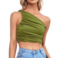 BUNO-2025 Primavera/Verano nueva moda superventas personalidad chica picante Slim Fit cuello asimétrico fuera del hombro camiseta para mujer - details 26