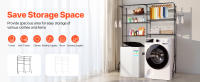 SucceBuy Estantes de almacenamiento para lavadora y secadora, estante para lavandería de 6 niveles con barra y ganchos, estantería ajustable de doble fila para organización de lavandería, negro - details 0