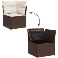 Set de Muebles de Jardín y Cojines 3 piezas, Sillas con Respaldo, Sofás Modulares, Asientos para Patio Terraza, Ratán Sintético Marrón - details 7