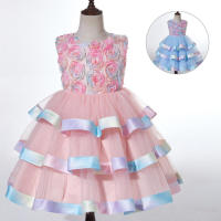 Vestido de Princesa para Niñas con Capas de Tul y Mangas Abullonadas para Boda, Presentadora o Actuación de Piano - details 1