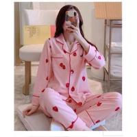 Ropa de Dormir Sexy para Mujer Cardigan con Borla, Ropa de Casa para Estudiantes, Pantalones Grandes de Manga Larga con Estampado de Dibujos Animados de Dos Piezas Conjunto de Pijamas - details 5