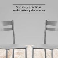 Dos Sillas de Cocina Respaldo Franjas Beige - details 16
